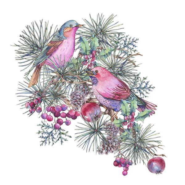 Weihnachten Vintage florale Grußkarte, Neujahrsdekoration mit — Stockfoto