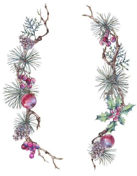 Couronne florale vintage de Noël, Décoration de Nouvel An avec des pommes — Photo