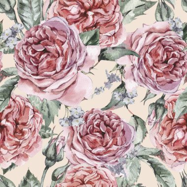 Klasik suluboya Vintage çiçek Seamless modeli