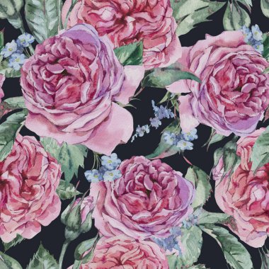 Klasik suluboya Vintage çiçek Seamless modeli