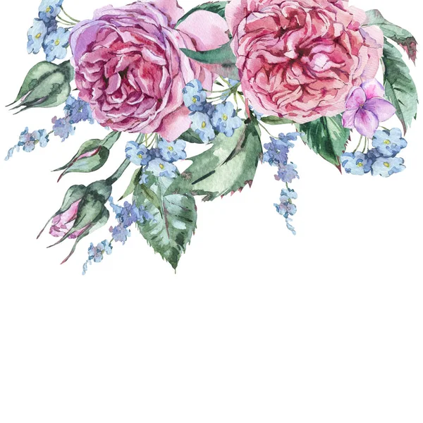 Clásica acuarela Vintage Floral tarjeta de felicitación, acuarela Bo —  Fotos de Stock