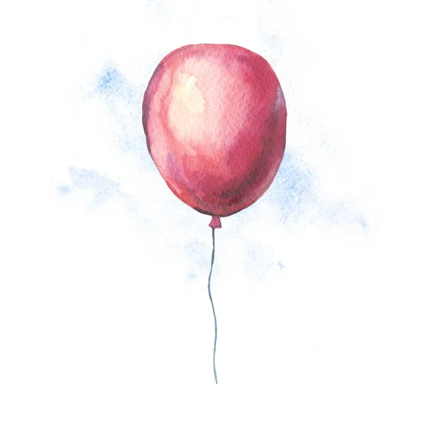 Akvarell röd Air ballonger hälsning Card. handritad Illustrati — Stockfoto