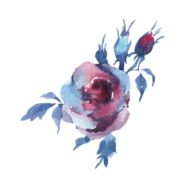 Vintage akvarell bukett av rosor och blommor — Stockfoto