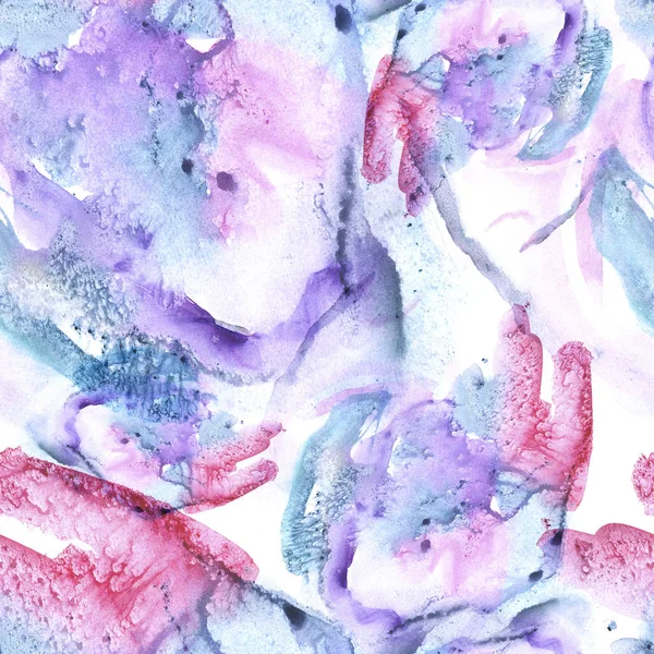 Akwarela abstrakcja bezszwowe z różowy niebieski Artystyczny tex — Zdjęcie stockowe