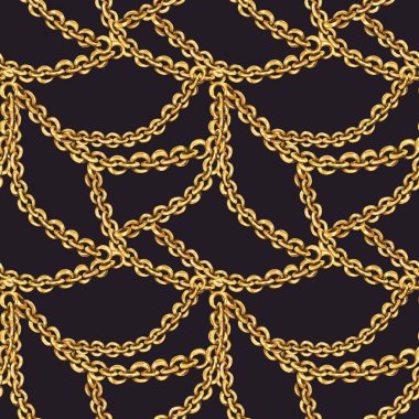 Suluboya moda altın yüzük ve zincirleri sorunsuz desen, vinta