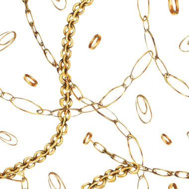 Lüks suluboya altın zincirleri ve yüzük dikişsiz desen, fashio