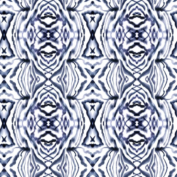 Глибоко-блакитний акварельний орнаментальний абстрактний безшовний візерунок в бозі — стокове фото