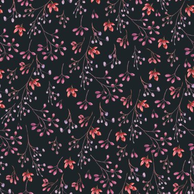 Suluboya Dikişsiz Çilek Desen. Canlı botanik backgroun