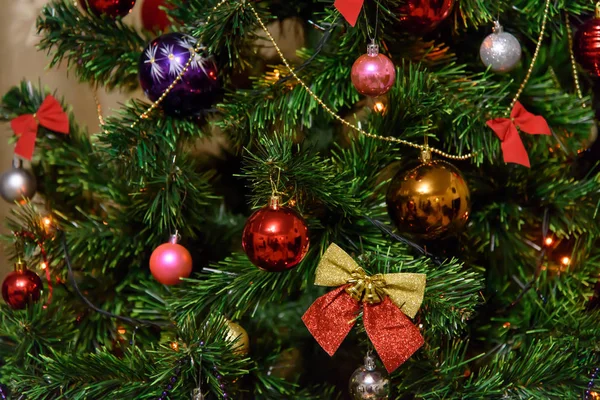 Kerstboom Met Ander Speelgoed Kerstboom Kerstboom Foto Toont Een Fragment — Stockfoto