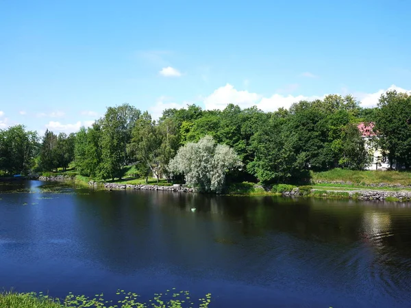 Forteresse Sur Lac Par Temps Ensoleillé Construit Dans Les Temps — Photo