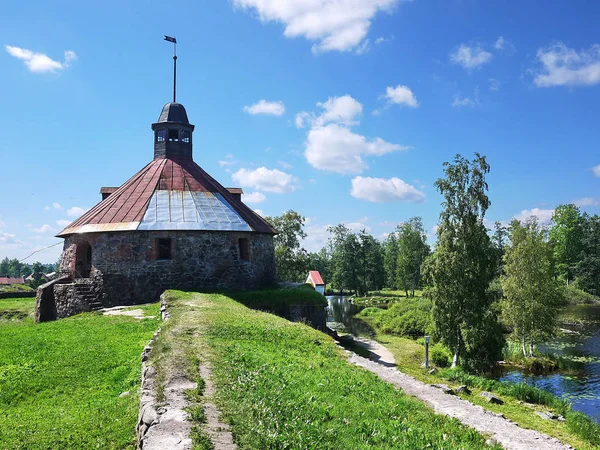 Forteresse Sur Lac Par Temps Ensoleillé Construit Dans Les Temps — Photo