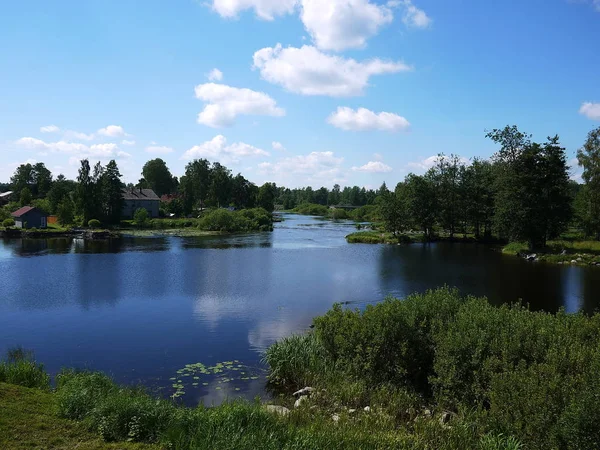 Forteresse Sur Lac Par Temps Ensoleillé Construit Dans Les Temps — Photo