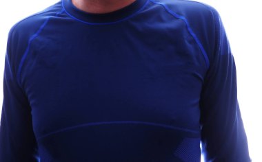 Adam termal iç, güzel kumaş, vücut ve göğüs uyuyor. Ayrıntılar, yakın çekim, gün ışığından yararlanma.