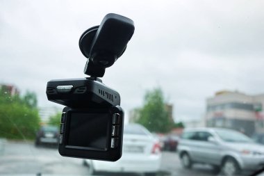 Araba video kamera görüntü. Araç sürüş sırasında trafik durumu kaydetmek için video kaydedici. Otomobil ve kamyon hem de kullanılabilir.
