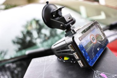 Araba video kamera görüntü. Araç sürüş sırasında trafik durumu kaydetmek için video kaydedici. Otomobil ve kamyon hem de kullanılabilir.