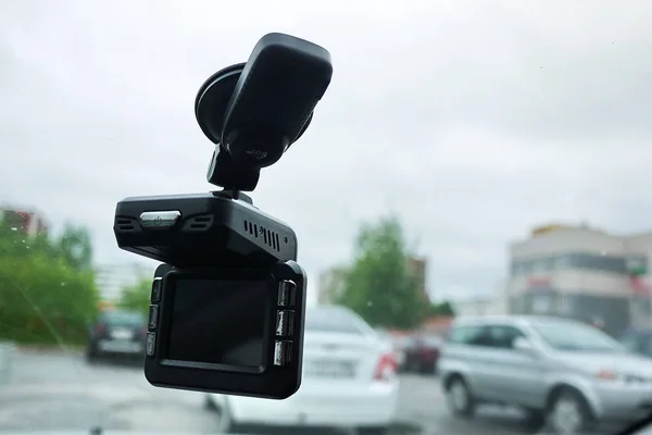 Pantalla Videocámara Del Coche Grabadora Vídeo Para Grabar Situación Del — Foto de Stock