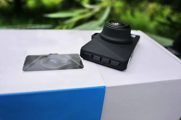 Wyświetlacz Kamery Samochodów Video Recorder Nagrywania Sytuację Ruchu Drogowym Podczas — Zdjęcie stockowe