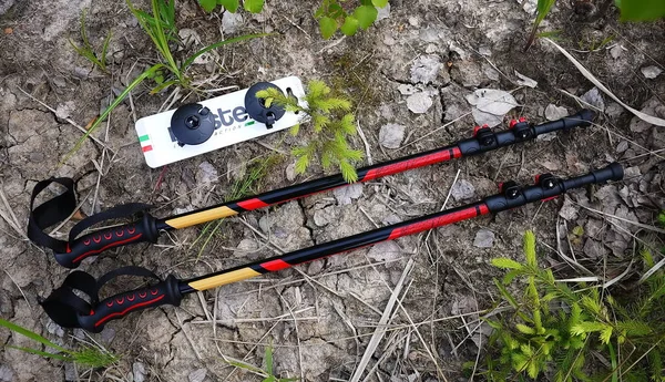 Bastones Senderismo Para Caminar Trekking Nórdico Ayuda Deportes Estilo Vida — Foto de Stock