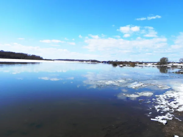 Inondations Printemps Les Crues Printanières Ont Transformé Une Petite Rivière — Photo