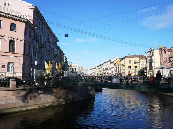 Belle Strade San Pietroburgo Passeggiata Belle Case Antiche Strade Della — Foto Stock