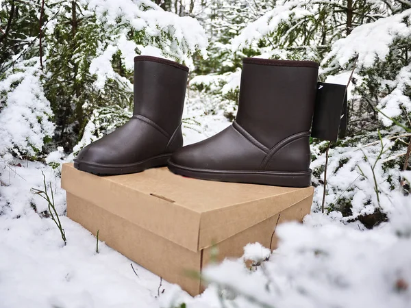 Women Ugg Boots Details Close Winter Weather Warm Boots — Stock Photo, Image