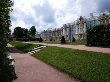 Catherine Park, Tsarskoye Selo. Catherine Palace Rusya, St. Petersburg, dünyanın dört bir yanından gelen turistler tarafından ziyaret edildi. Ayrıntılar ve yakın çekim