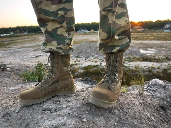 Military boots for men. Are used for equipment military and special forces.  Details and close-up