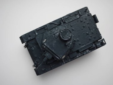 Plastik tank modeli. Sovyet ve faşist tanklar. Detaylar ve yakın çekim.