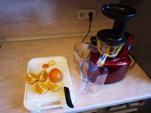 Juicer Frutas Vegetais Usado Para Fazer Sucos Smoothies Casa — Fotografia de Stock