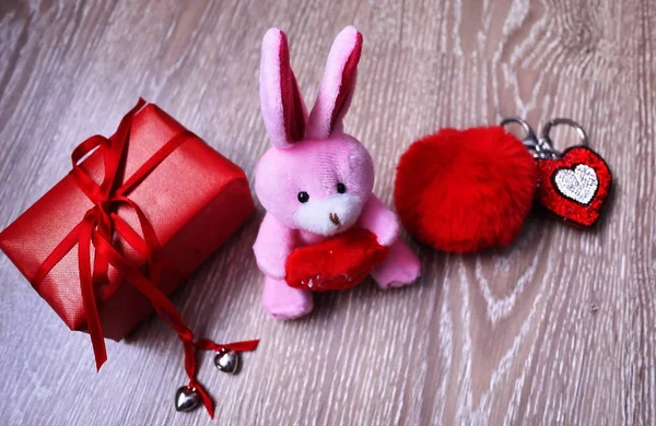 Souvenir Valentine Day Gift Colorful Packing Lovely Gift Details Close — Stock Photo, Image