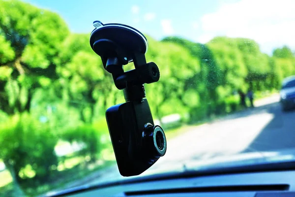 Videoregistratore Registrare Situazione Del Traffico Durante Guida Dell Auto Può — Foto Stock