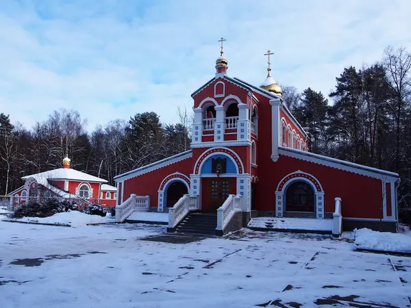 Kyrkan Vinterlandskapet Vacker Kyrka Snön Och Vinterlandskapet Detaljer Och Närbild — Stockfoto