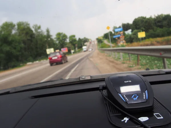 Device radar detector for car . Details and close-up.