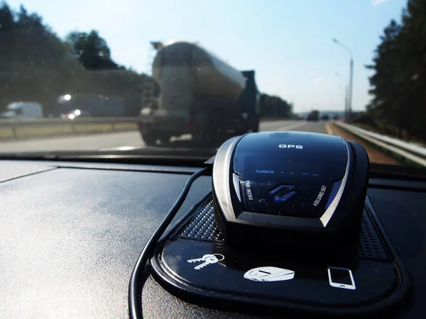 Device radar detector for car . Details and close-up.