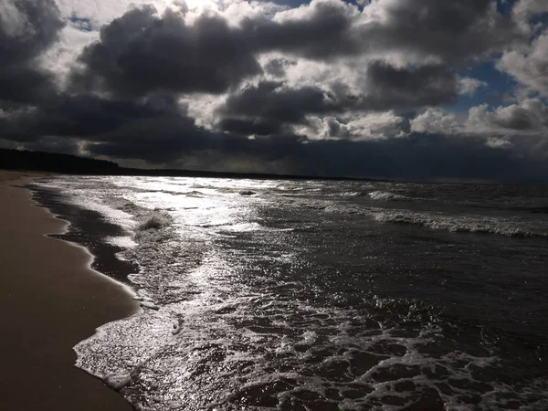 Mare Mosso Golfo Finlandia Tempesta Durante Forte Vento Dettagli Primo — Foto Stock