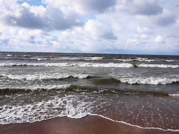 Mare Mosso Golfo Finlandia Tempesta Durante Forte Vento Dettagli Primo — Foto Stock