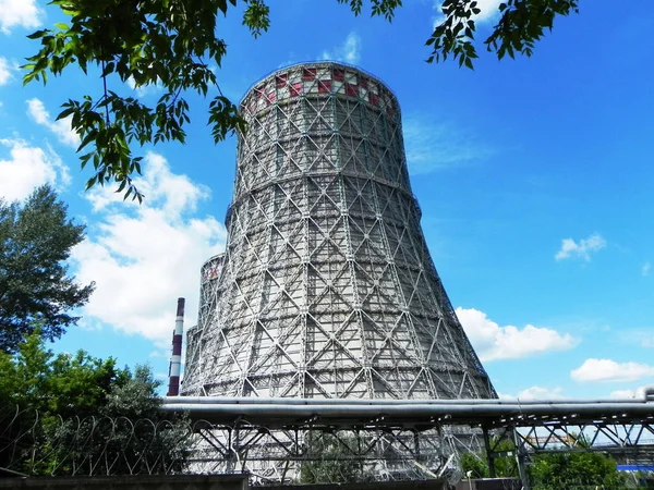 Cooling towers for cooling water. Industrial plants in power plants.  Details and close-up.