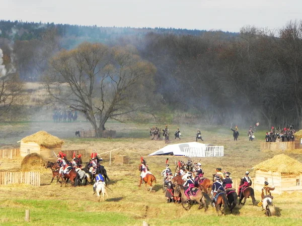 Reconstruction Battle Borodino Troops 1812 Fighting Battlefield Details Close — Stock Photo, Image