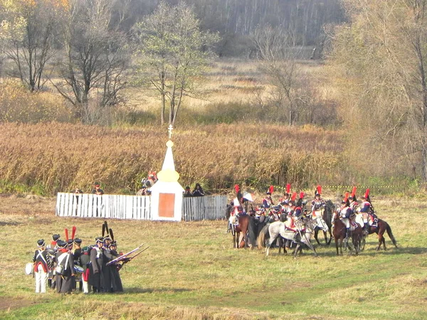 Reconstruction Battle Borodino Troops 1812 Fighting Battlefield Details Close — Stock Photo, Image