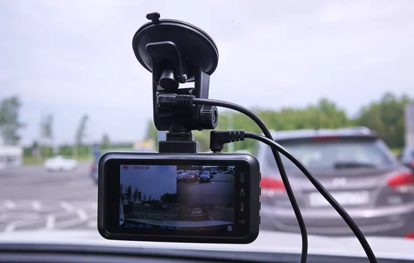 Grabadora Vídeo Para Grabar Situación Del Tráfico Mientras Conduce Coche —  Fotos de Stock