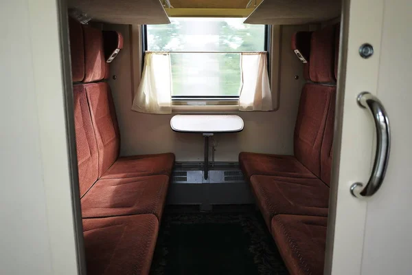 Intérieur Train Avec Des Voitures Lits Détails Gros Plan — Photo