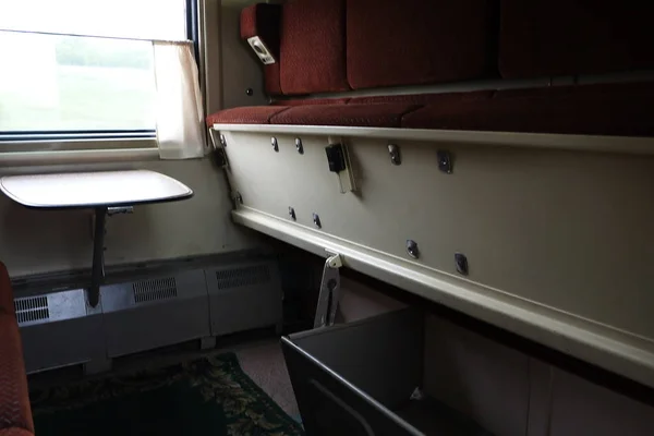 Blick Auf Schlafplätze Einem Abteil Auto Details Und Nahaufnahme — Stockfoto