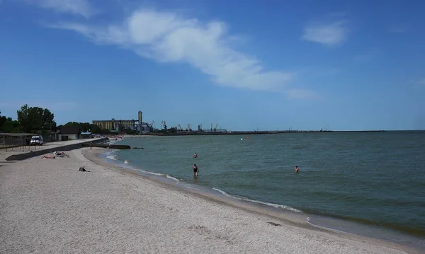 Strand Sonnigen Meer Azowsee Region Krasnodar Stadt Jeisk — Stockfoto