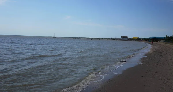 Strand Sonnigen Meer Azowsee Region Krasnodar Stadt Jeisk — Stockfoto