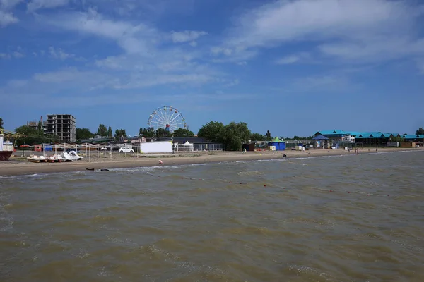 Beach on the Sunny sea. Azov sea. Krasnodar Region, Yeisk city