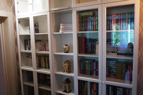 Bookcase Bookshelves Details Close — Stock Photo, Image