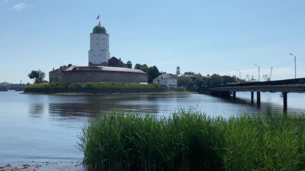 Mittelalterliche Gebäude Und Burgen Die Stadt Wyborg Russland — Stockvideo