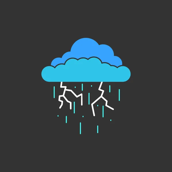 Wolken Regnen Mit Gewittern Flachen Stil Vektorillustration — Stockvektor