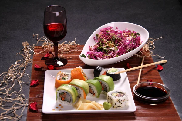Sushi, wine - dinner shop-stick