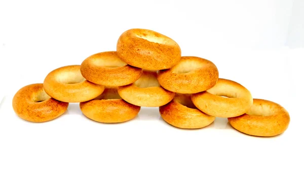 Bagels of golden color isolated — Stock Photo, Image